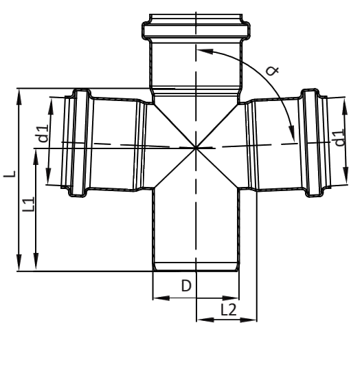 Чертеж тройника 87,5°