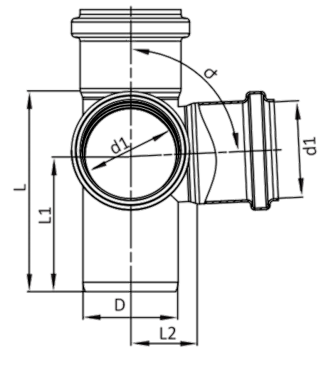 Чертеж тройника 87,5°